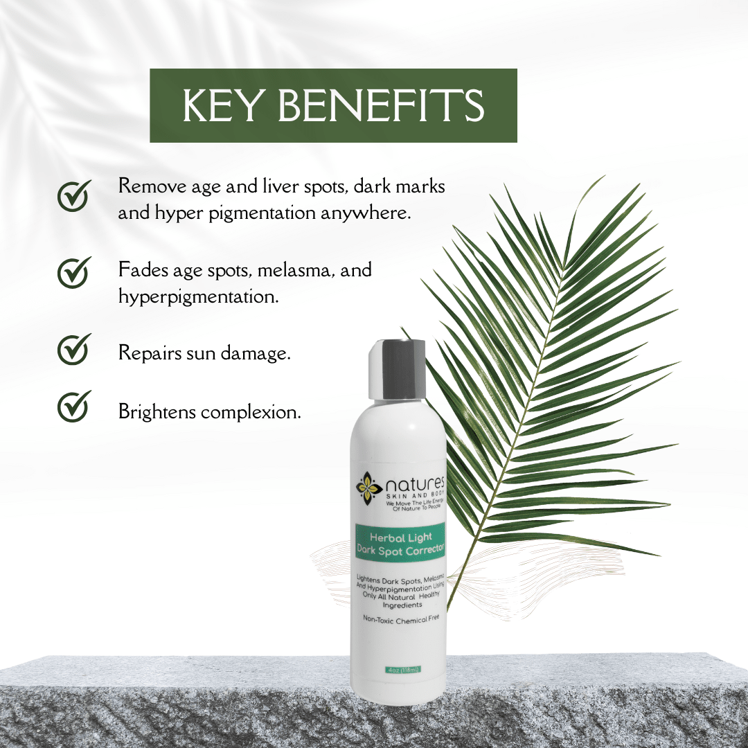 Herbal Light-Dark Spot Corrector-All Natural Skin Lightener To Remove Age And Liver Spots, Dark Marks And Hyper Pigmentation Anywhere Including Face, Arms, Legs And Torso.