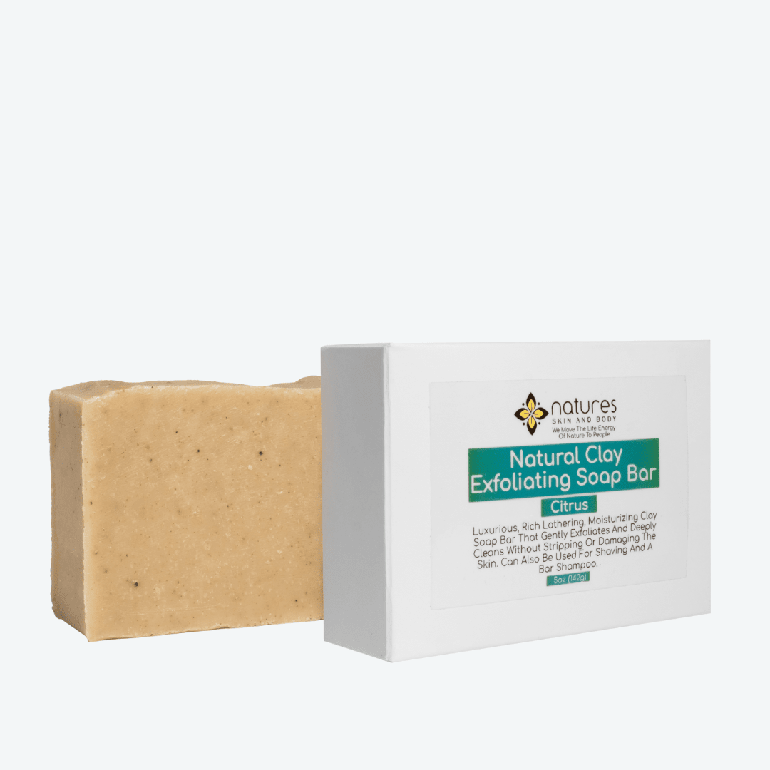 Natural Clay Exfoliating Soap Bar Citrus-Luxurious organic moisturizing soap with very rich-thick lather. Deeply Cleans without damage.
