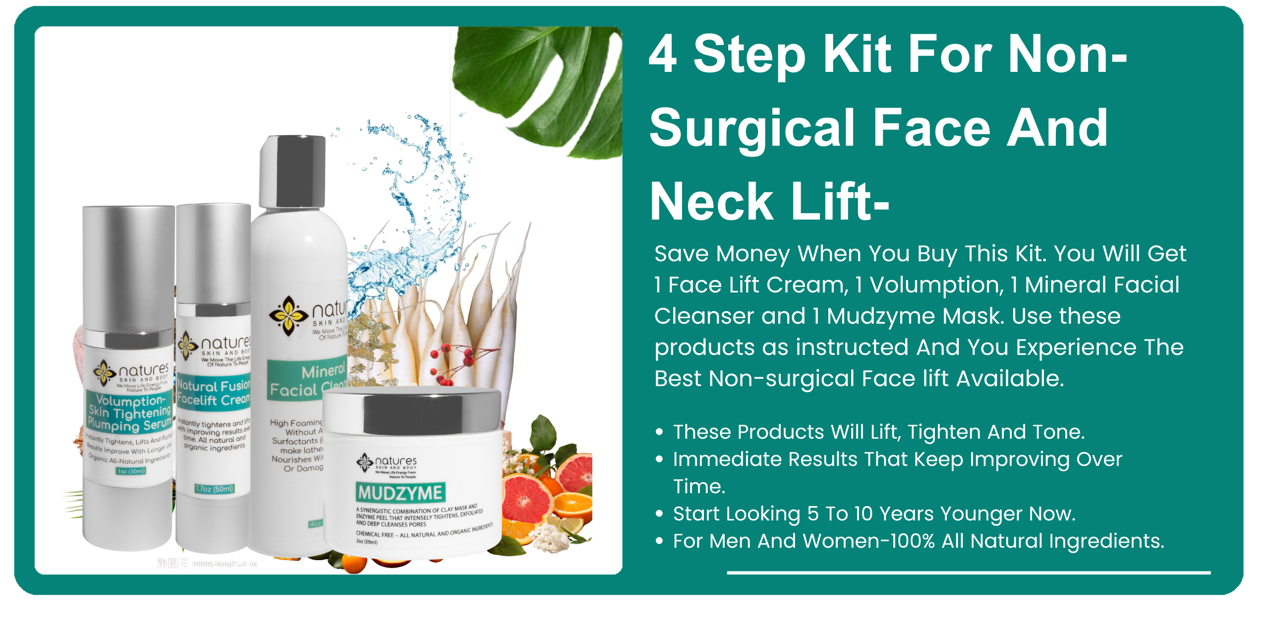 4 step kit for non-surgical face and neck lift. banner