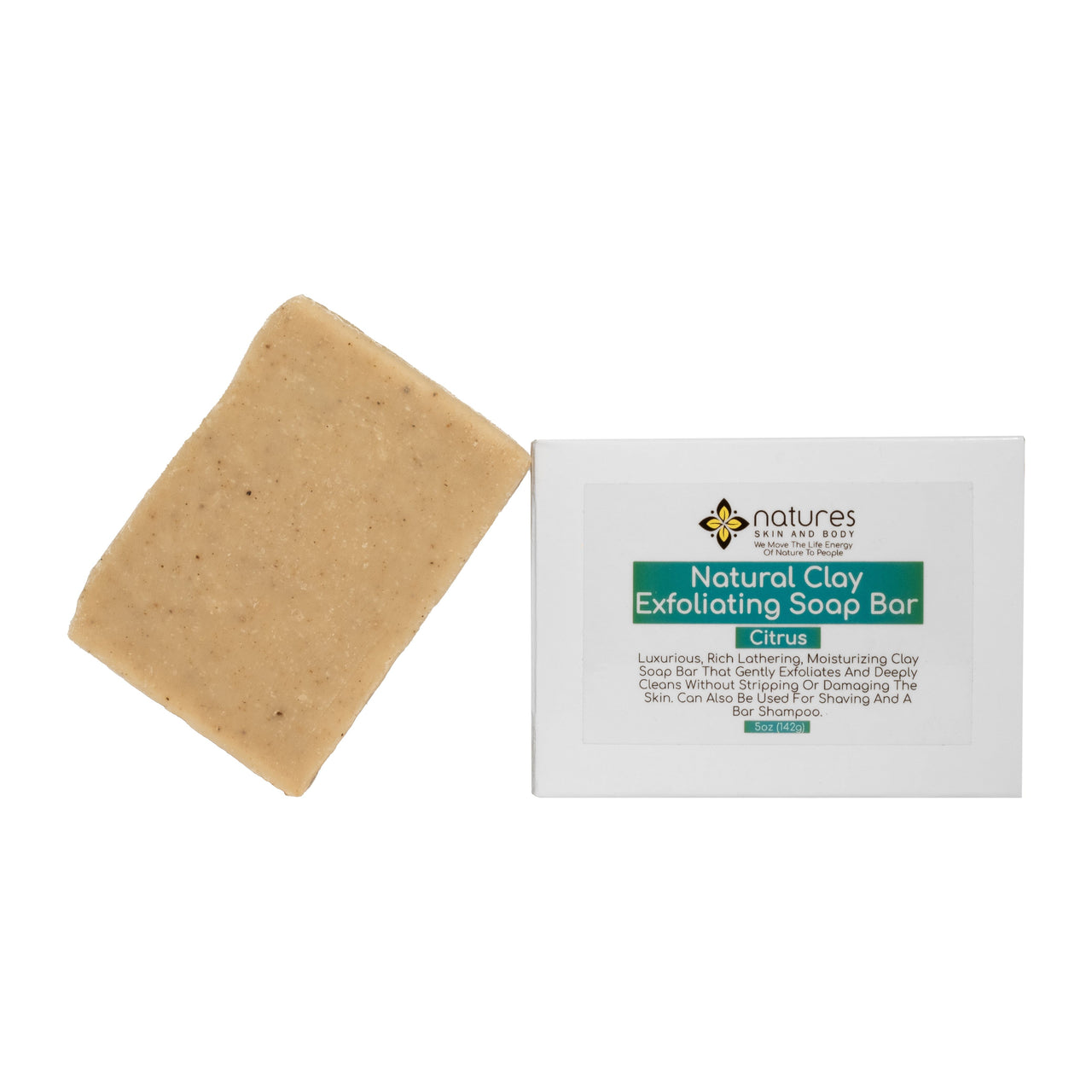 NATURAL CLAY EXFOLIATING SOAP BAR CITRUS-Luxurious organic moisturizing soap with very rich-thick lather. Deeply Cleans without damage.