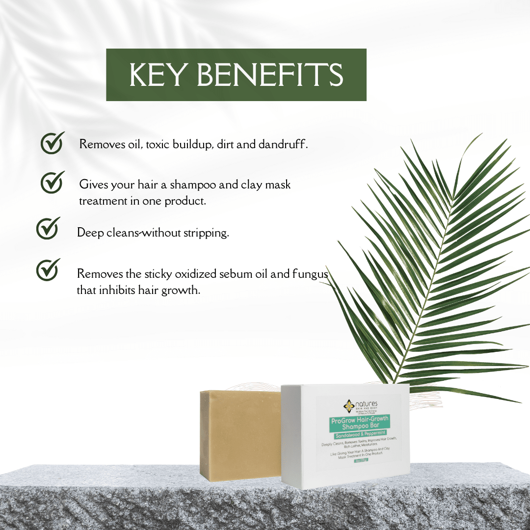 ProGrow Hair Growth Shampoo Bar-Rich Lathering, Moisturizing Clay Shampoo Bar-Removes Oil, Toxic Buildup, Dirt And Dandruff. Gives Your Hair A Shampoo And Clay Mask Treatment In One Product.