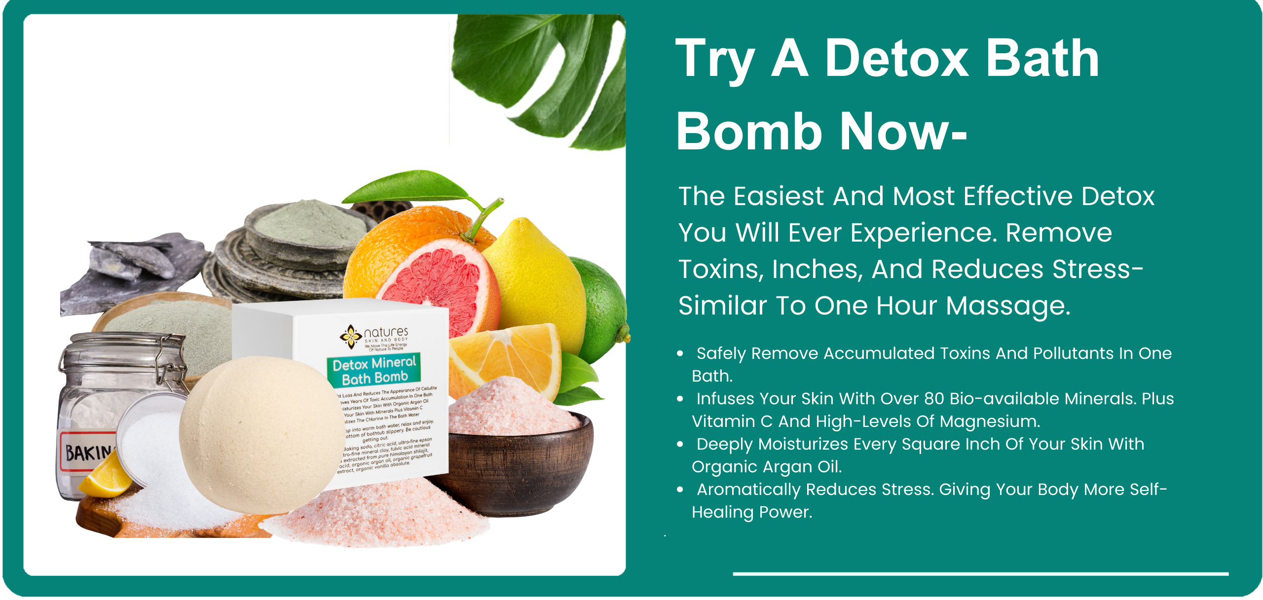 Detox Bath Bomb-In 30 minutes remove toxins, inches and reduce your stress similar to a 1 hour deep tissue massage banner