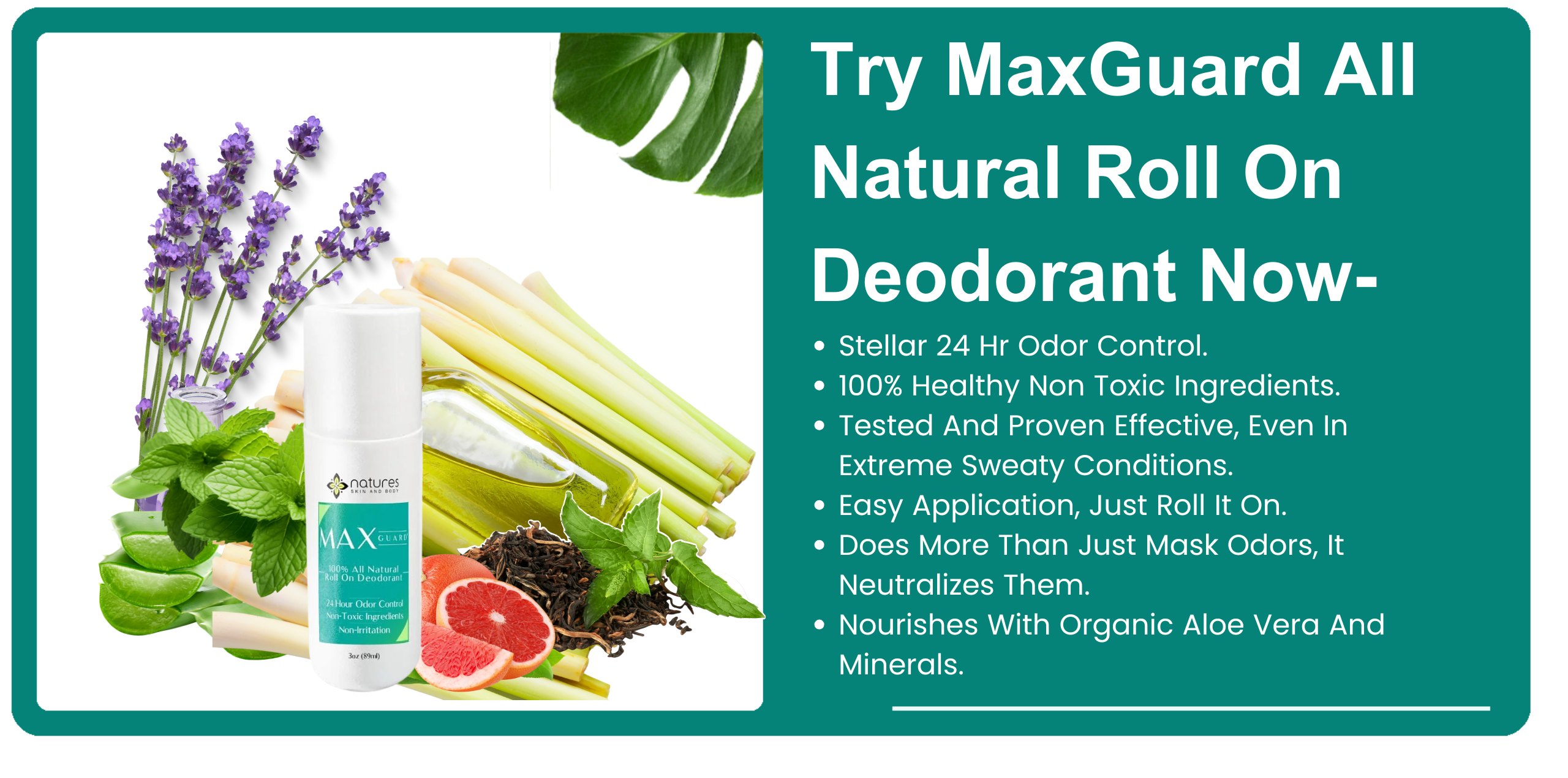 MaxGuard- All Natural Roll On Deodorant banner