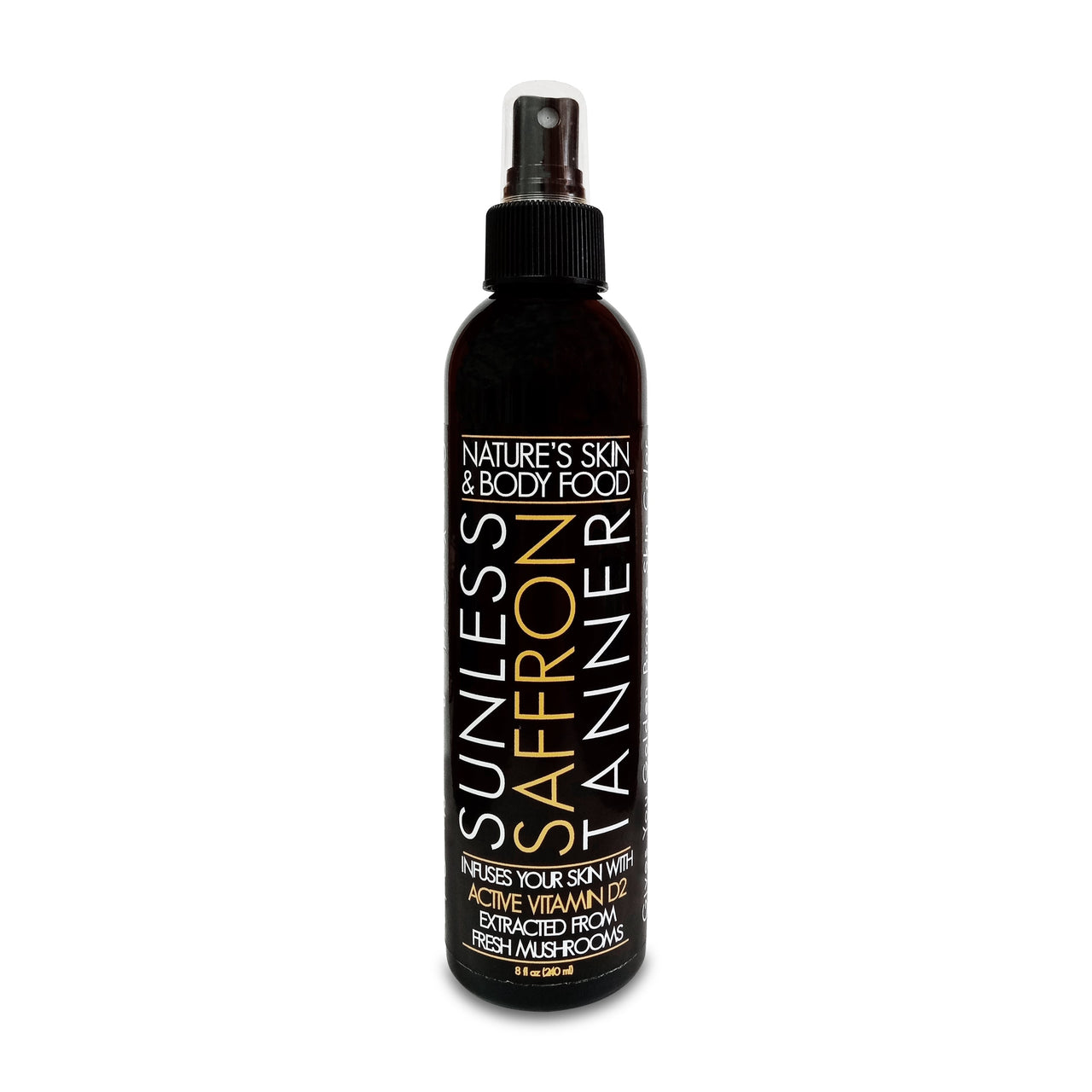 Organic Sunless Tanner-Provides a natural looking tan and makes your skin healthier by feeding your skin powerful extracts of mushroom Vitamin D, saffron and tumeric