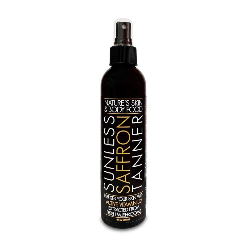 Organic Sunless Tanner-Provides a natural looking tan and makes your skin healthier by feeding your skin powerful extracts of mushroom Vitamin D, saffron and tumeric